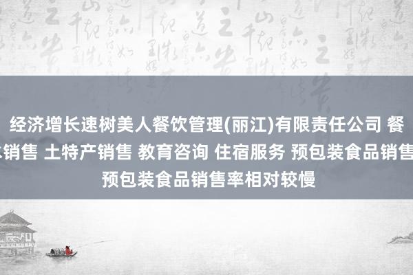 经济增长速树美人餐饮管理(丽江)有限责任公司 餐饮服务 酒水销售 土特产销售 教育咨询 住宿服务 预包装食品销售率相对较慢